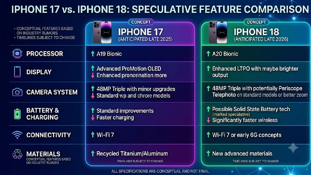 iPhone 17 Vs iPhone 18 comparison